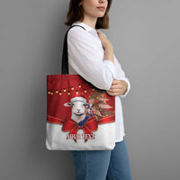 Personalized New Zealand Sheep Christmas Tote Bag Hipi Meri Kirihimete Silver Fern Xmas Tree LT14 - Polynesian Pride