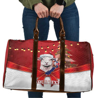 Personalized New Zealand Sheep Christmas Travel Bag Hipi Meri Kirihimete Silver Fern Xmas Tree LT14 Red - Polynesian Pride