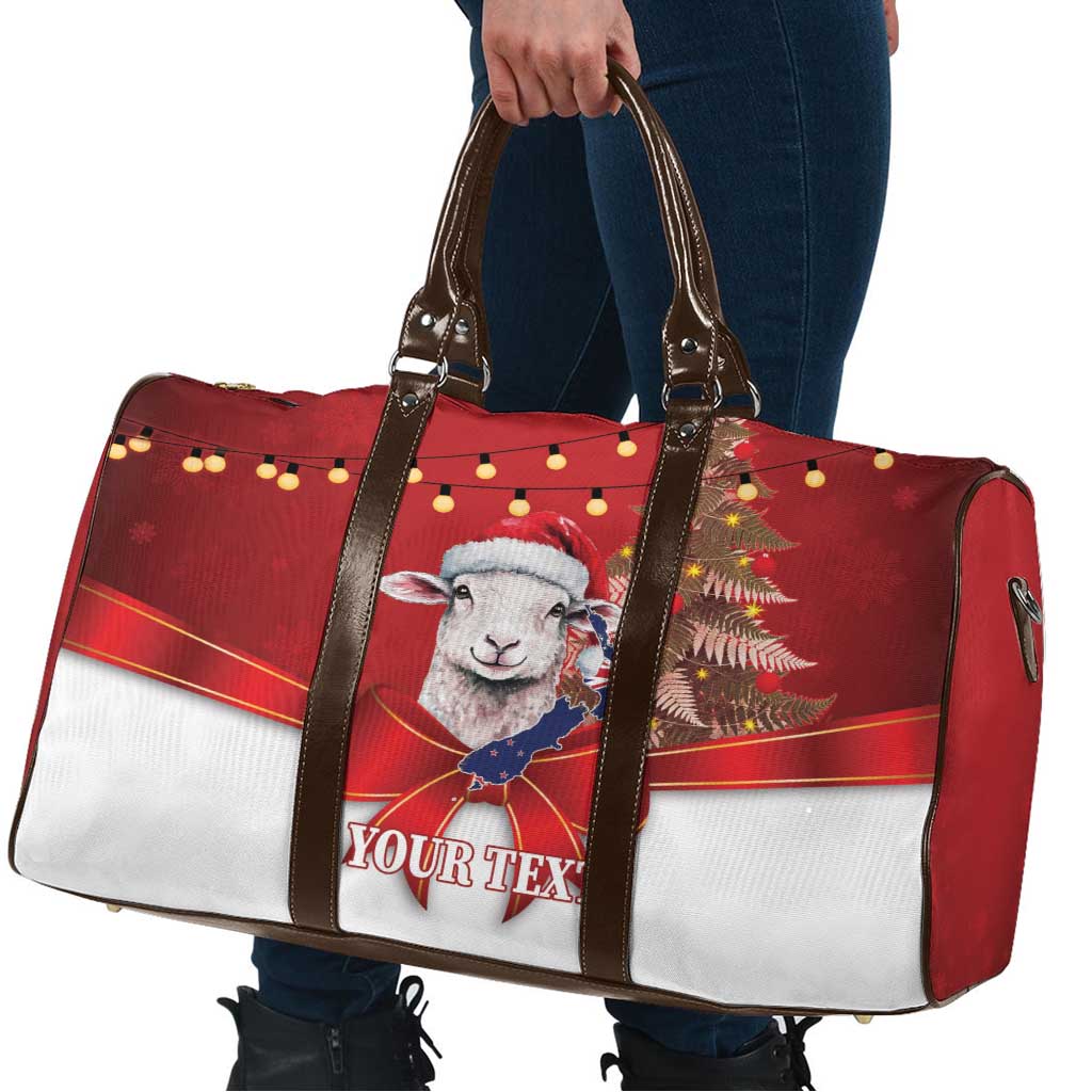 Personalized New Zealand Sheep Christmas Travel Bag Hipi Meri Kirihimete Silver Fern Xmas Tree LT14 - Polynesian Pride