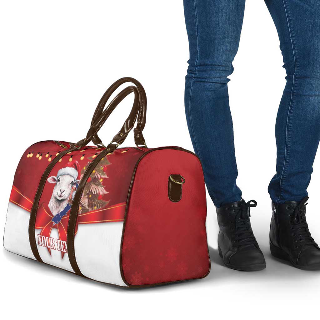 Personalized New Zealand Sheep Christmas Travel Bag Hipi Meri Kirihimete Silver Fern Xmas Tree LT14 - Polynesian Pride