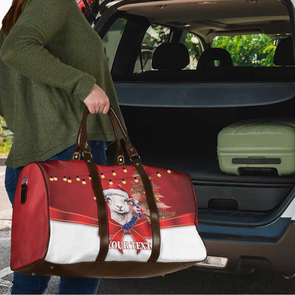Personalized New Zealand Sheep Christmas Travel Bag Hipi Meri Kirihimete Silver Fern Xmas Tree LT14 - Polynesian Pride