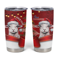Personalized New Zealand Sheep Christmas Tumbler Cup Hipi Meri Kirihimete Silver Fern Xmas Tree LT14 Red - Polynesian Pride