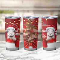 Personalized New Zealand Sheep Christmas Tumbler Cup Hipi Meri Kirihimete Silver Fern Xmas Tree LT14 - Polynesian Pride