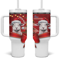 Personalized New Zealand Sheep Christmas Tumbler With Handle Hipi Meri Kirihimete Silver Fern Xmas Tree LT14 One Size: 40 oz Red - Polynesian Pride