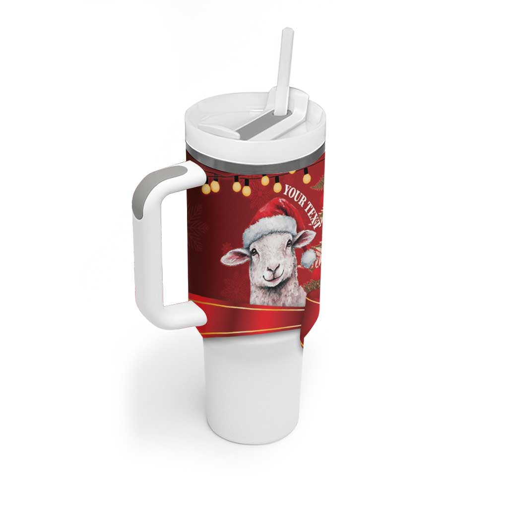 Personalized New Zealand Sheep Christmas Tumbler With Handle Hipi Meri Kirihimete Silver Fern Xmas Tree LT14 - Polynesian Pride