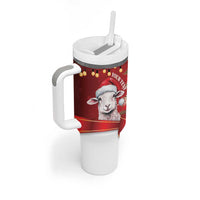 Personalized New Zealand Sheep Christmas Tumbler With Handle Hipi Meri Kirihimete Silver Fern Xmas Tree LT14 - Polynesian Pride