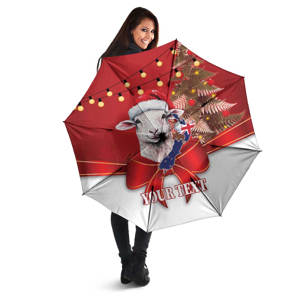 Personalized New Zealand Sheep Christmas Umbrella Hipi Meri Kirihimete Silver Fern Xmas Tree LT14 - Polynesian Pride