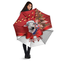 Personalized New Zealand Sheep Christmas Umbrella Hipi Meri Kirihimete Silver Fern Xmas Tree LT14 - Polynesian Pride