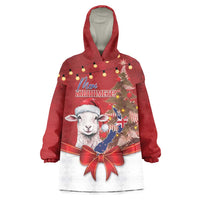 Personalized New Zealand Sheep Christmas Wearable Blanket Hoodie Hipi Meri Kirihimete Silver Fern Xmas Tree LT14 One Size Red - Polynesian Pride