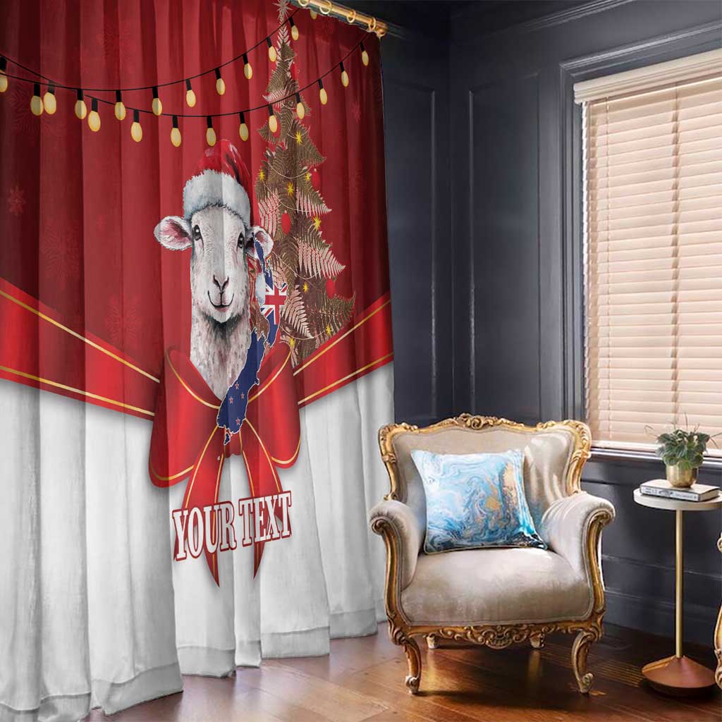 Personalized New Zealand Sheep Christmas Window Curtain Hipi Meri Kirihimete Silver Fern Xmas Tree LT14 - Polynesian Pride