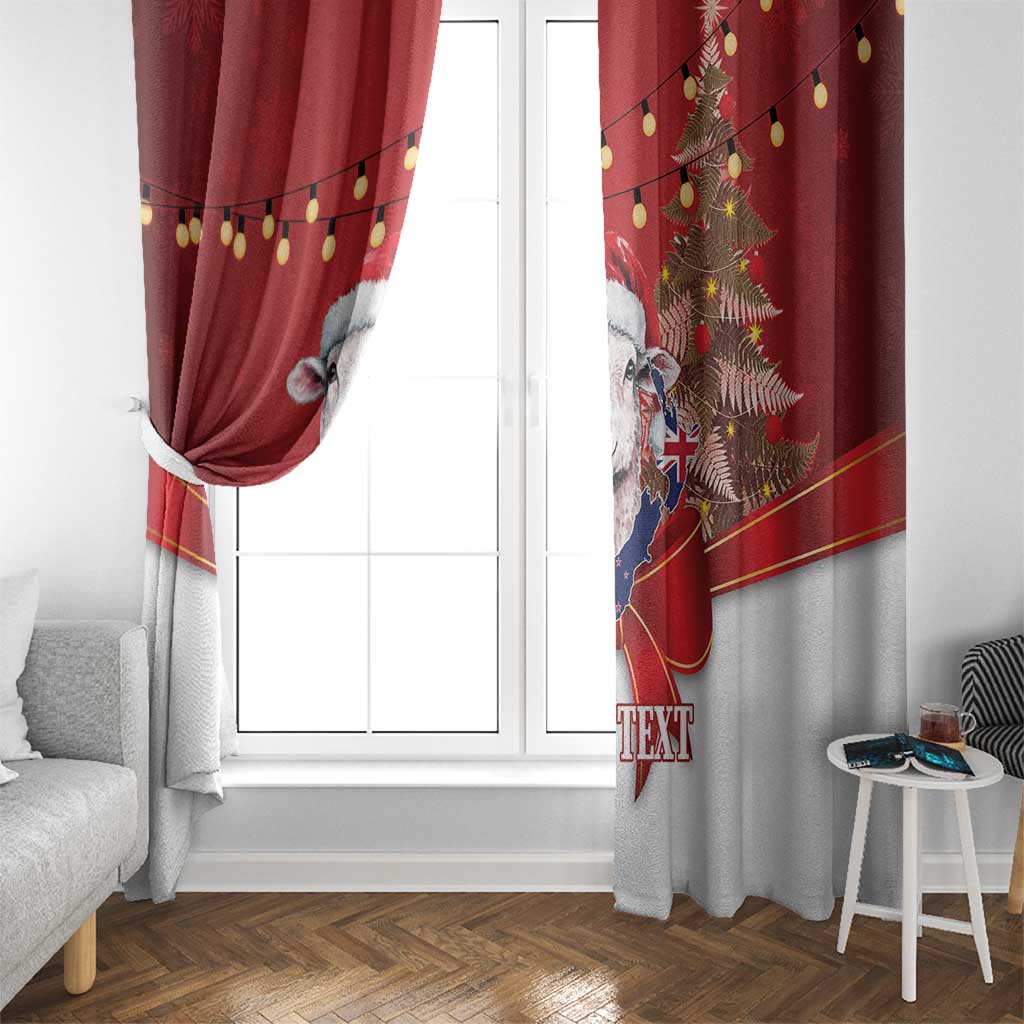 Personalized New Zealand Sheep Christmas Window Curtain Hipi Meri Kirihimete Silver Fern Xmas Tree LT14 - Polynesian Pride