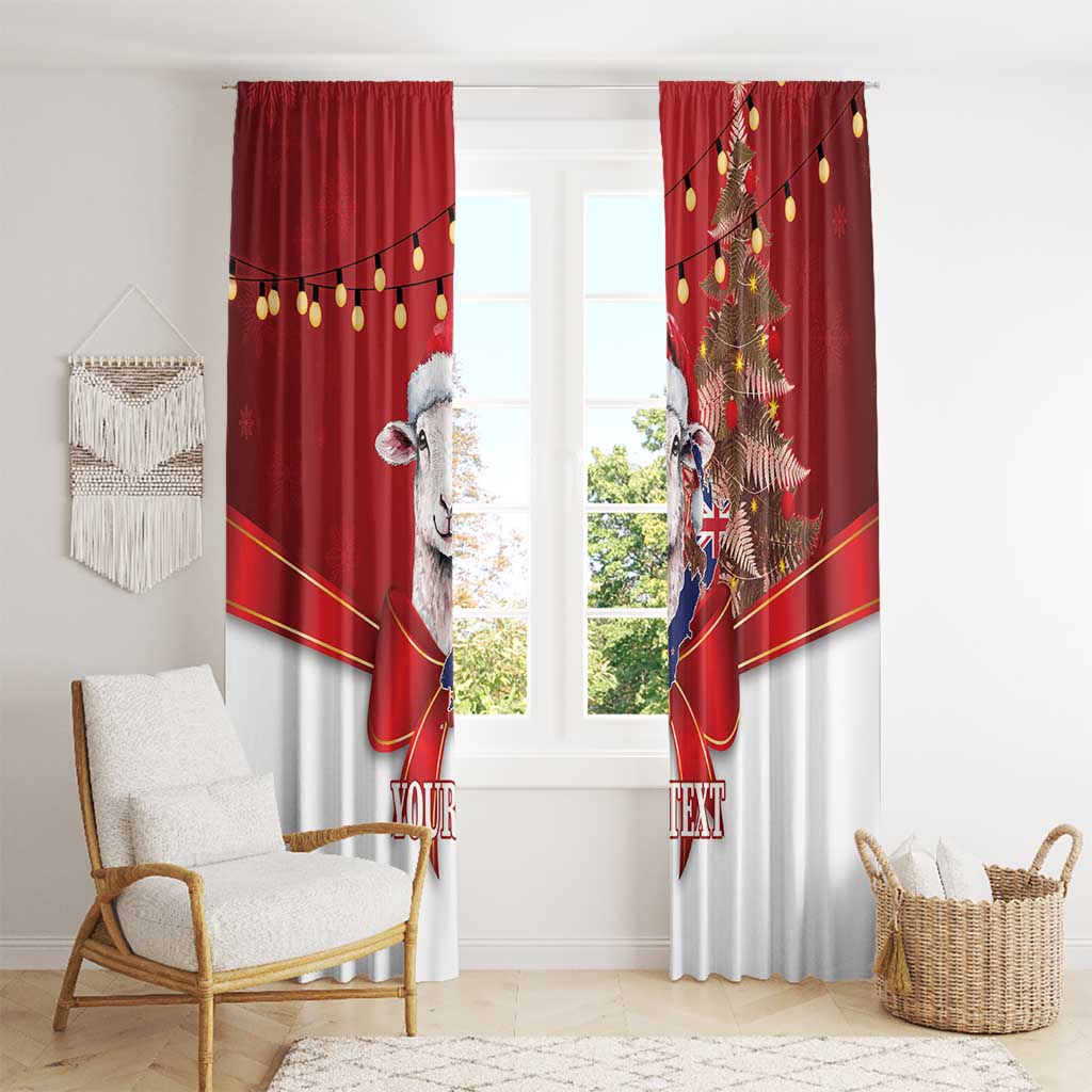 Personalized New Zealand Sheep Christmas Window Curtain Hipi Meri Kirihimete Silver Fern Xmas Tree LT14 - Polynesian Pride