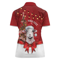 Personalized New Zealand Sheep Christmas Women Polo Shirt Hipi Meri Kirihimete Silver Fern Xmas Tree - Polynesian Pride