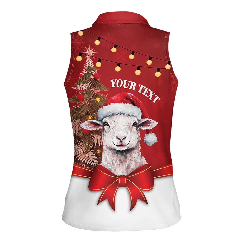 Personalized New Zealand Sheep Christmas Women Sleeveless Polo Shirt Hipi Meri Kirihimete Silver Fern Xmas Tree LT14 - Polynesian Pride