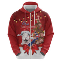 Personalized New Zealand Sheep Christmas Zip Hoodie Hipi Meri Kirihimete Silver Fern Xmas Tree LT14 - Polynesian Pride