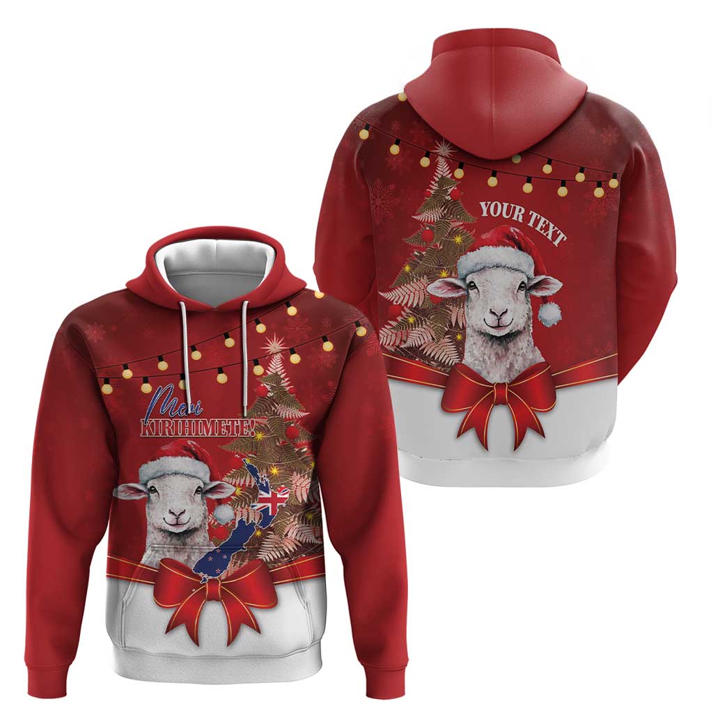 Personalized New Zealand Sheep Christmas Zip Hoodie Hipi Meri Kirihimete Silver Fern Xmas Tree LT14 - Polynesian Pride