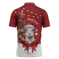 Personalized New Zealand Sheep Christmas Zipper Polo Shirt Hipi Meri Kirihimete Silver Fern Xmas Tree LT14 - Polynesian Pride