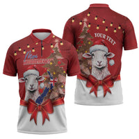 Personalized New Zealand Sheep Christmas Zipper Polo Shirt Hipi Meri Kirihimete Silver Fern Xmas Tree LT14 - Polynesian Pride