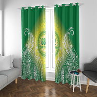 Cook Islands 682 Window Curtain Kuki 'Airani Area Code Proud LT14 With Grommets Green - Polynesian Pride