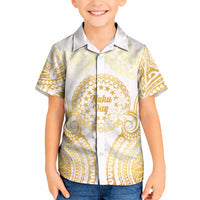 Cook Islands Gospel Day Kid Hawaiian Shirt Happy Nuku Day Tiare Maori Gold LT14 Kid Gold - Polynesian Pride
