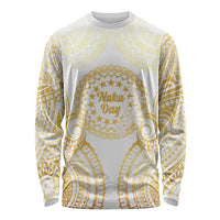 Cook Islands Gospel Day Long Sleeve Shirt Happy Nuku Day Tiare Maori Gold LT14 Unisex Gold - Polynesian Pride