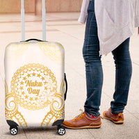 Cook Islands Gospel Day Luggage Cover Happy Nuku Day Tiare Maori Gold LT14 Gold - Polynesian Pride