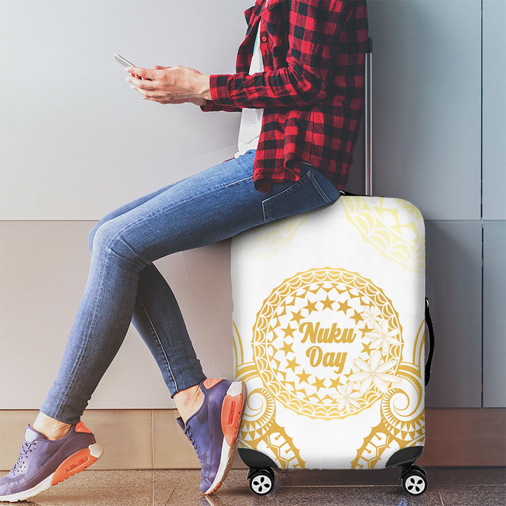 Cook Islands Gospel Day Luggage Cover Happy Nuku Day Tiare Maori Gold LT14 - Polynesian Pride
