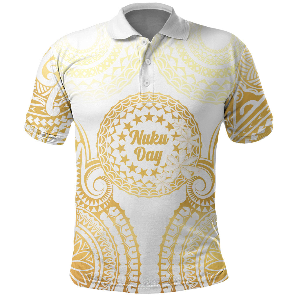 Cook Islands Gospel Day Polo Shirt Happy Nuku Day Tiare Maori Gold LT14 Gold - Polynesian Pride