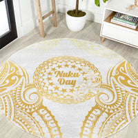 Cook Islands Gospel Day Round Carpet Happy Nuku Day Tiare Maori Gold