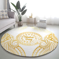 Cook Islands Gospel Day Round Carpet Happy Nuku Day Tiare Maori Gold
