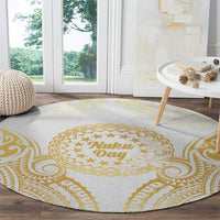 Cook Islands Gospel Day Round Carpet Happy Nuku Day Tiare Maori Gold