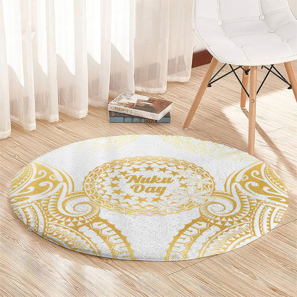 Cook Islands Gospel Day Round Carpet Happy Nuku Day Tiare Maori Gold