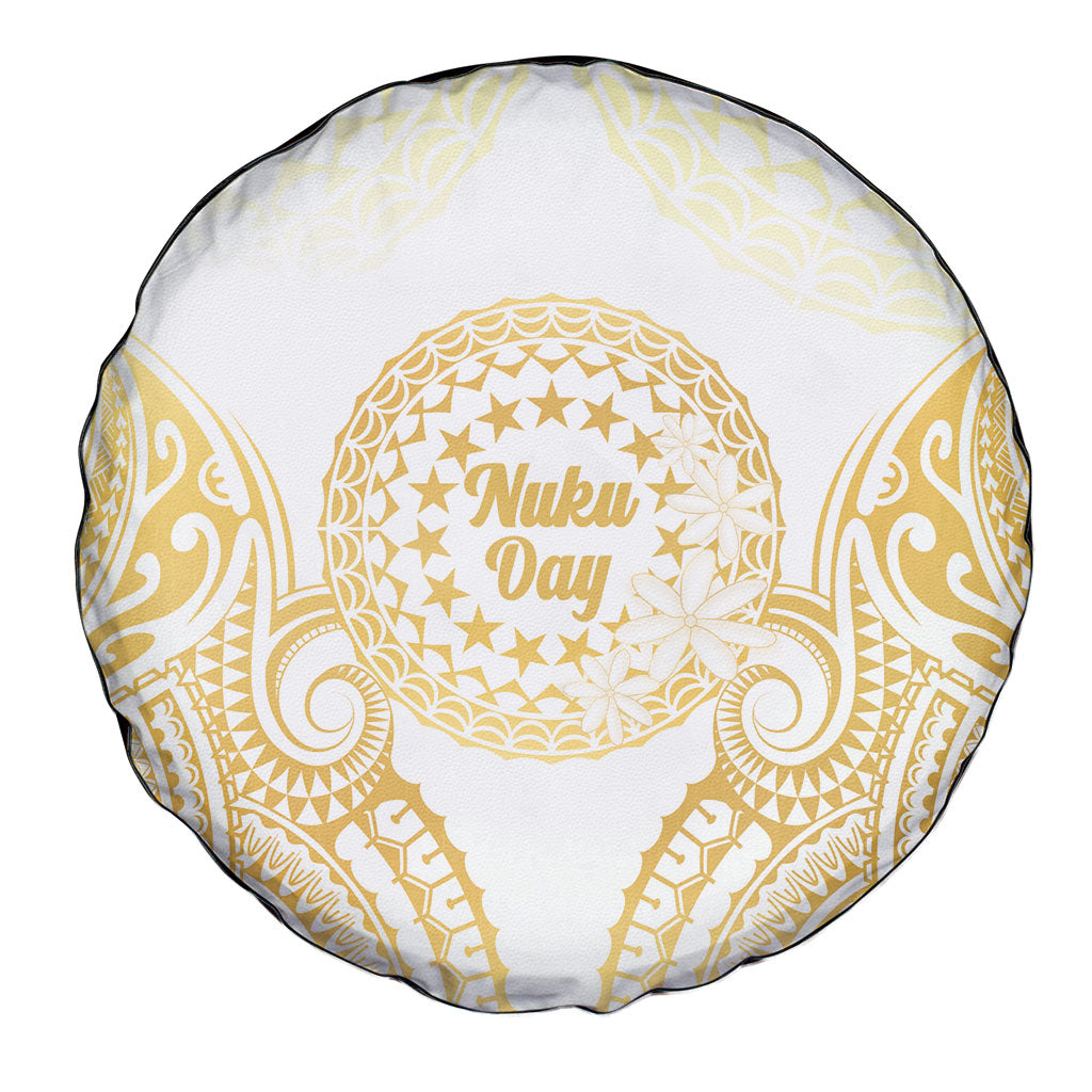 Cook Islands Gospel Day Spare Tire Cover Happy Nuku Day Tiare Maori Gold LT14 - Polynesian Pride