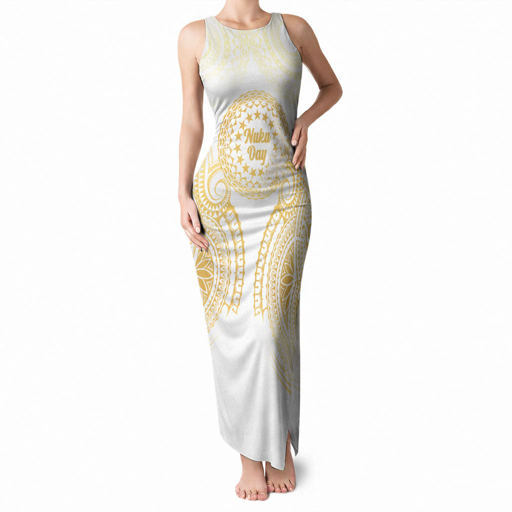Cook Islands Gospel Day Tank Maxi Dress Happy Nuku Day Tiare Maori Gold LT14 Women Gold - Polynesian Pride