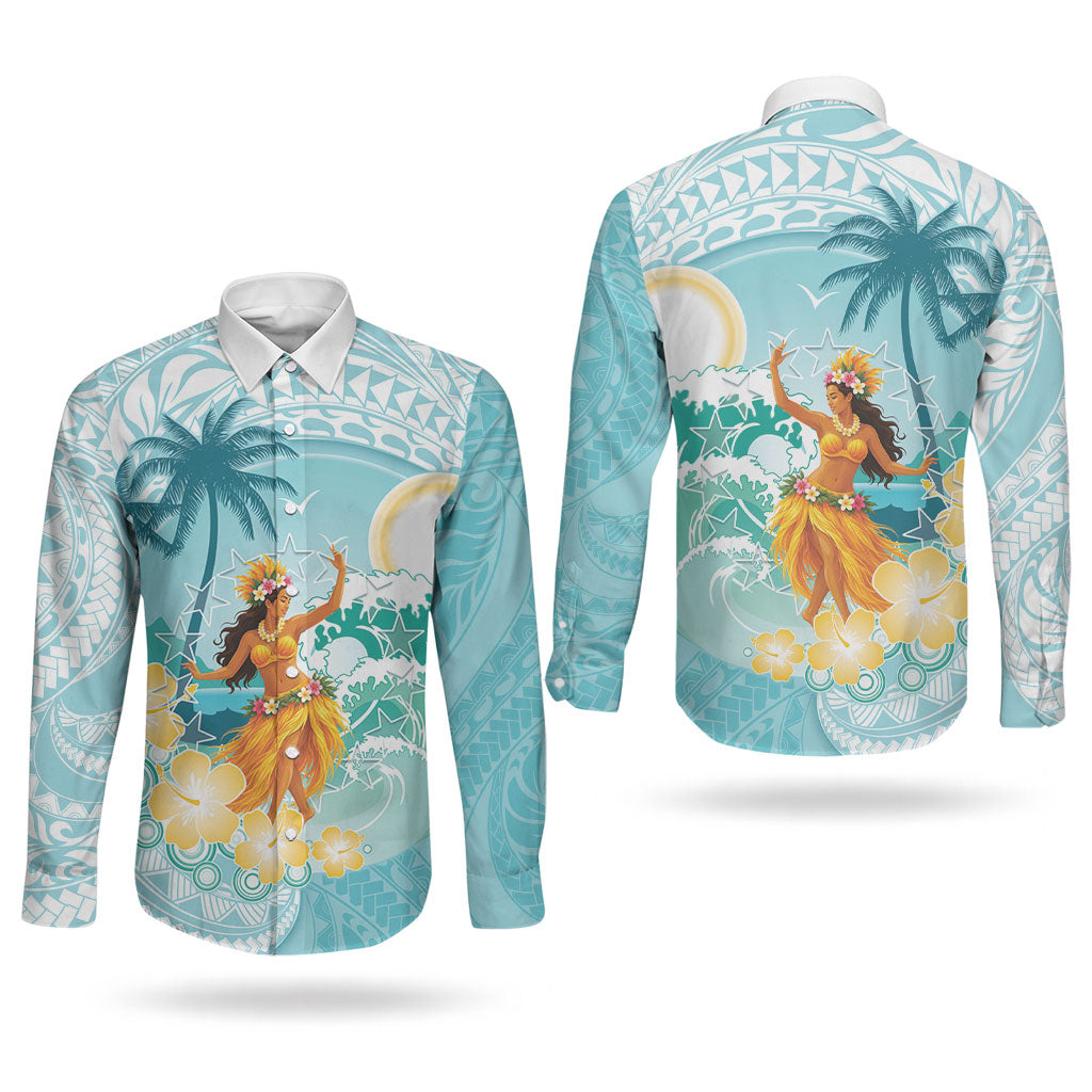 Ura Cook Islands Couples Matching Off Shoulder Short Dress and Long Sleeve Button Shirt Kuki 'Airani Traditional Dance Tropical Vibes LT14 - Polynesian Pride