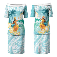 Ura Cook Islands Couples Matching Puletasi and Long Sleeve Button Shirt Kuki 'Airani Traditional Dance Tropical Vibes LT14 - Polynesian Pride