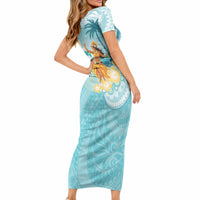 Ura Cook Islands Short Sleeve Bodycon Dress Kuki 'Airani Traditional Dance Tropical Vibes LT14 - Polynesian Pride