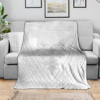 Peniamina Gospel Day Niue Blanket Cross Dove Hiapo Pattern White LT14 - Polynesian Pride