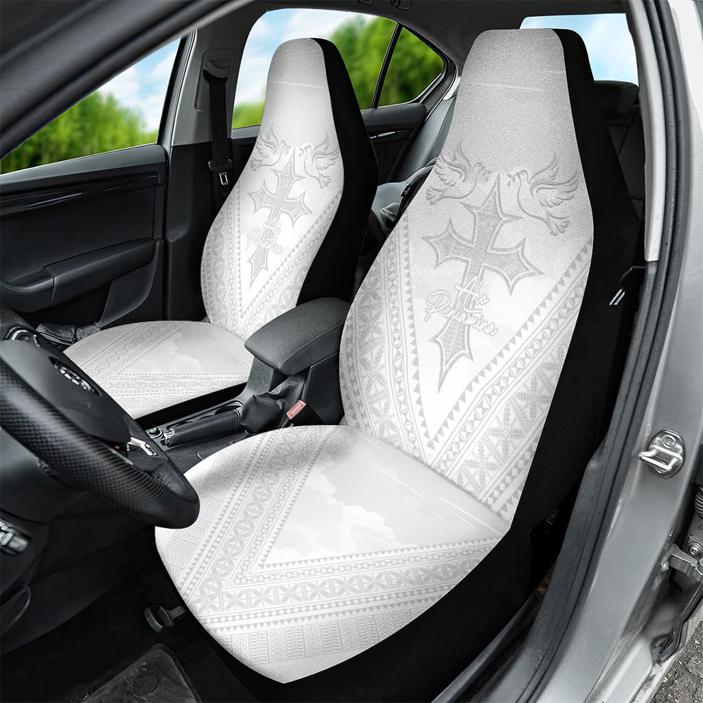 Peniamina Gospel Day Niue Car Seat Cover Cross Dove Hiapo Pattern White