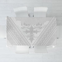 Peniamina Gospel Day Niue Tablecloth Cross Dove Hiapo Pattern White LT14 White - Polynesian Pride
