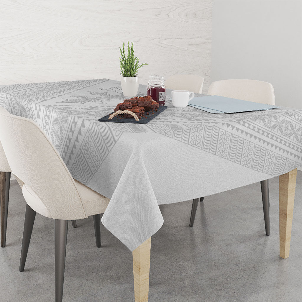 Peniamina Gospel Day Niue Tablecloth Cross Dove Hiapo Pattern White LT14 - Polynesian Pride