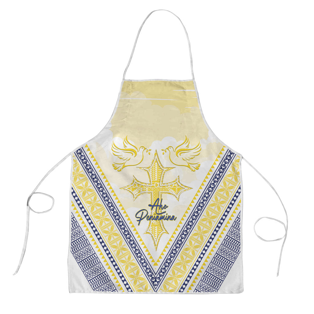 Peniamina Gospel Day Niue Apron Cross Dove Hiapo Pattern Yellow