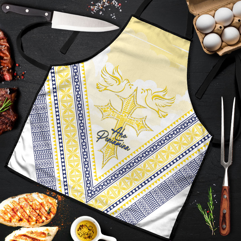 Peniamina Gospel Day Niue Apron Cross Dove Hiapo Pattern Yellow