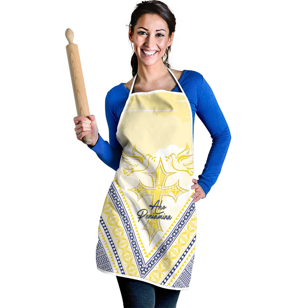 Peniamina Gospel Day Niue Apron Cross Dove Hiapo Pattern Yellow