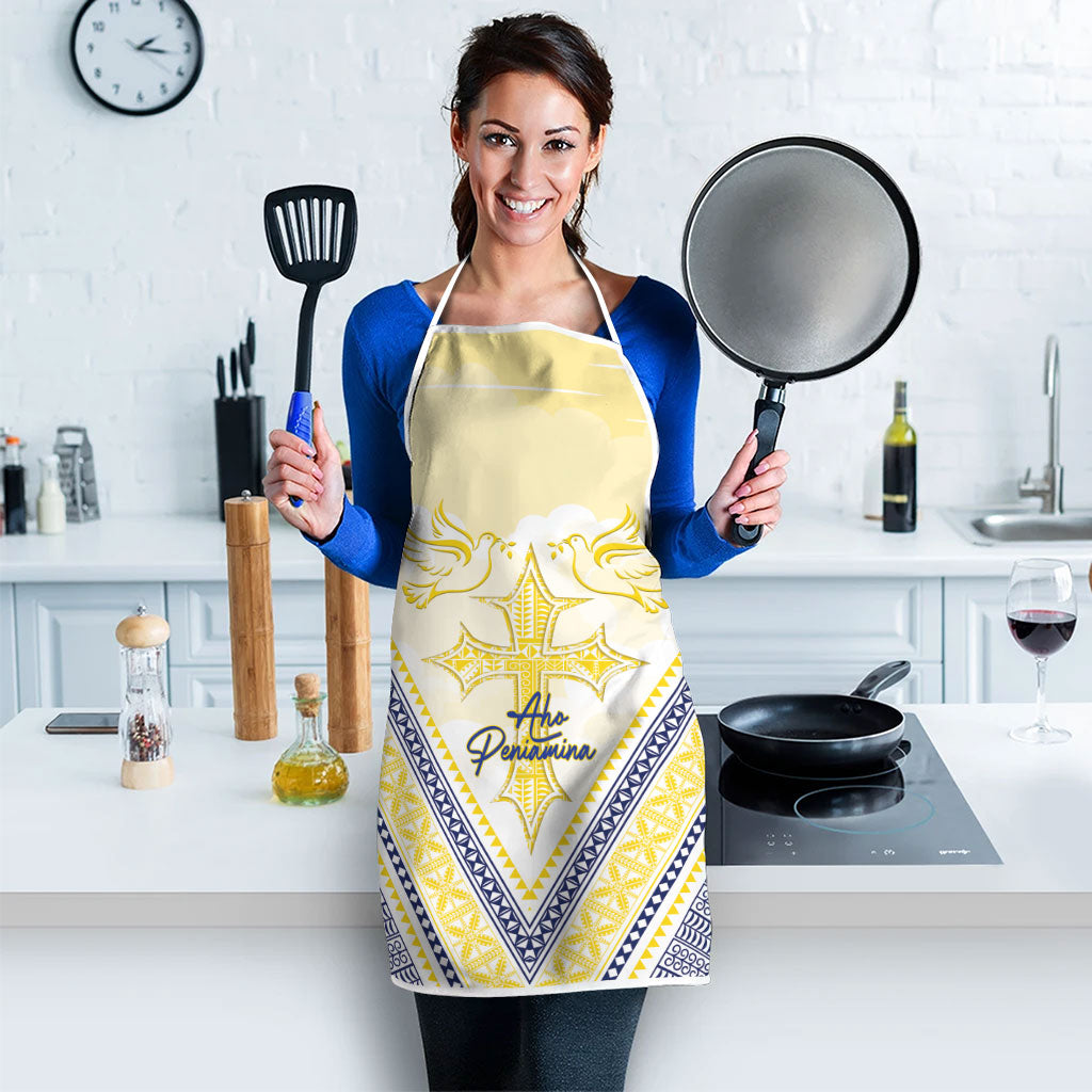 Peniamina Gospel Day Niue Apron Cross Dove Hiapo Pattern Yellow