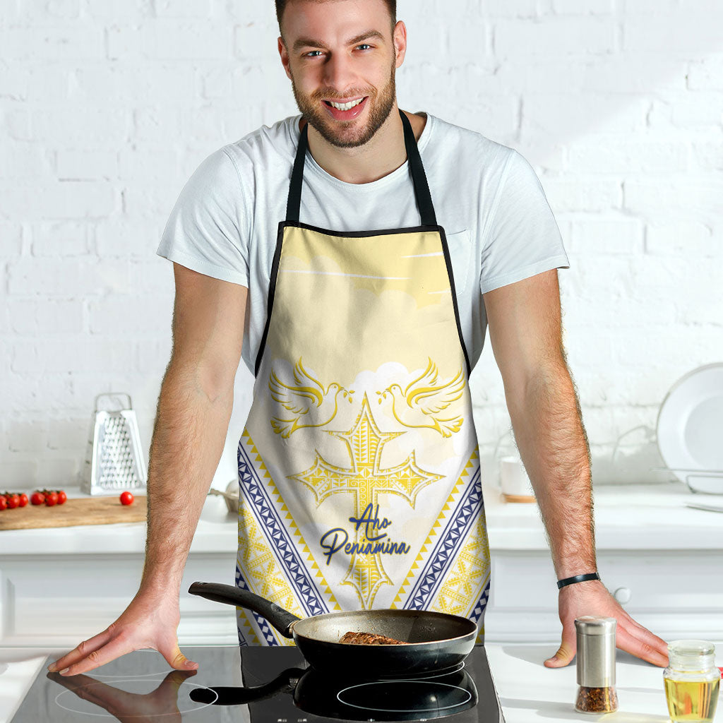 Peniamina Gospel Day Niue Apron Cross Dove Hiapo Pattern Yellow