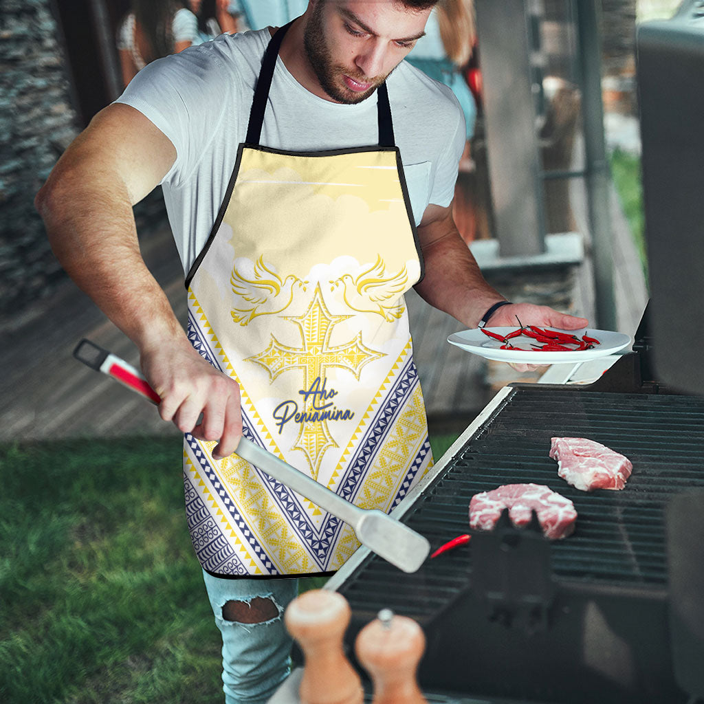 Peniamina Gospel Day Niue Apron Cross Dove Hiapo Pattern Yellow