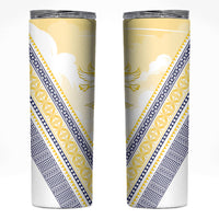 Peniamina Gospel Day Niue Skinny Tumbler Cross Dove Hiapo Pattern Yellow LT14 Yellow - Polynesian Pride