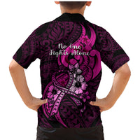 Polynesia Breast Cancer Awareness Family Matching Mermaid Dress and Hawaiian Shirt Think Pink Polynesian Ribbon Black Version LT14 - Polynesian Pride