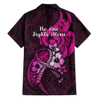Polynesia Breast Cancer Awareness Family Matching Puletasi Dress and Hawaiian Shirt Think Pink Polynesian Ribbon Black Version LT14 - Polynesian Pride